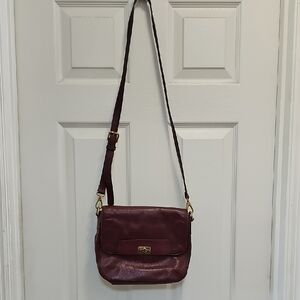 Fossil Dark Red Leather Crossbody Bag